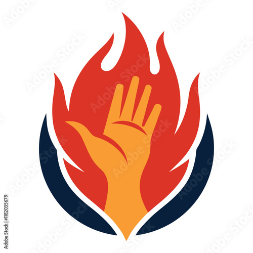 Creative Fire Hand Holding Logo