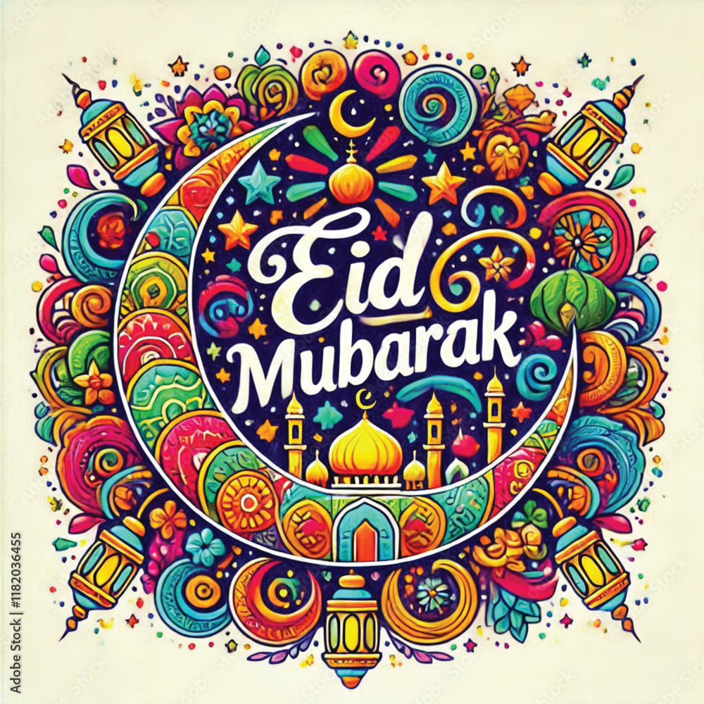 Naklejka premium vector eid mubarak, muslim holiday