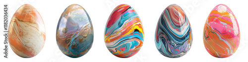 PNG Colorful marbled Easter eggs display, element set on transparent background photo