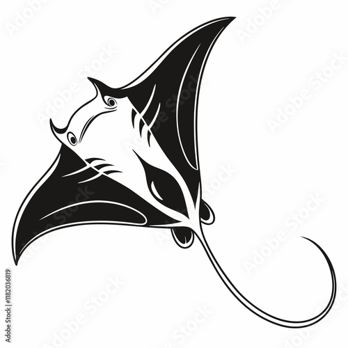 Stingray vector silhouette black design white background
