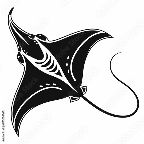 Stingray vector silhouette black design white background