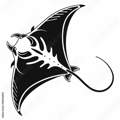 Stingray vector silhouette black design white background