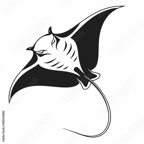 Stingray vector silhouette black design white background
