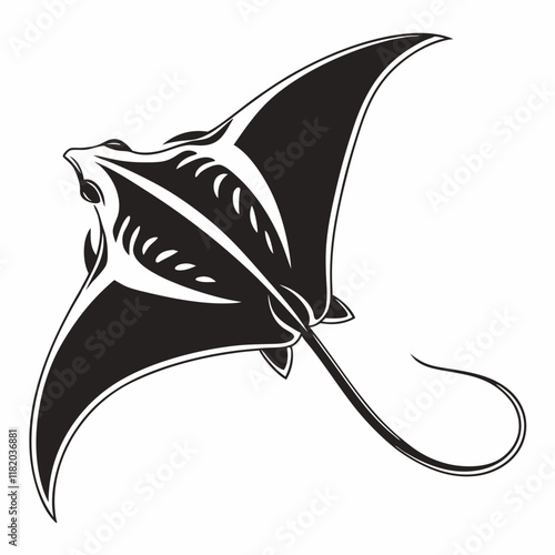 Stingray vector silhouette black design white background