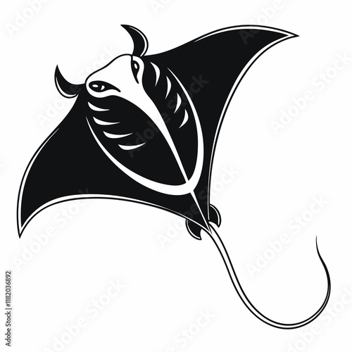 Stingray vector silhouette black design white background