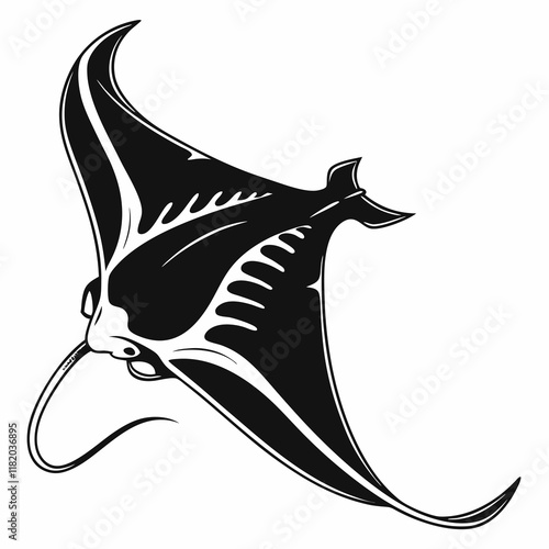 Stingray vector silhouette black design white background