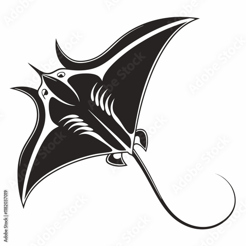 Stingray vector silhouette black design white background