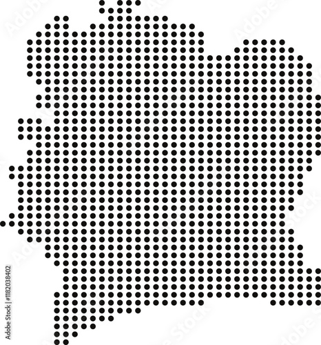 Côte d'Ivoire Black Dotted Map