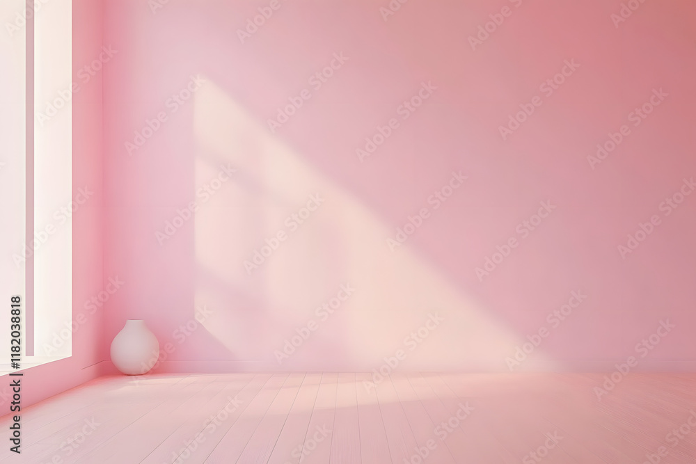 Empty white room with pastel pink wall and wooden floor. Studio or office blank space. Empty template for interior product. Minimalistic style. Background for branding design showcase with copy space Empty white room with pastel pink wall and wooden floor. Studio or office blank space. Empty template for interior product. Minimalistic style. Background for branding design showcase with copy space