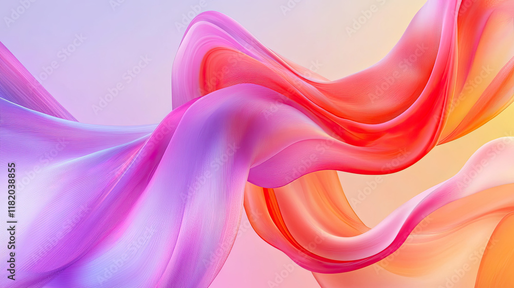 Fototapeta premium Colorful Abstract Wave Design with Flowing Silk Texture and Light