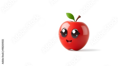 cheerful red apple animation with text space on white backdrop for healthy living promos photo