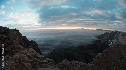 Sofhe Mountain in Isfahan Iran,landscape view of Sofhe mountain with cloud sea