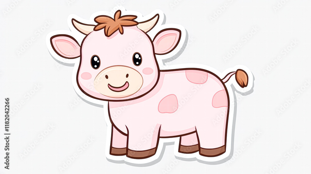 Illustration of a playful cow character in a whimsical farm setting Illustration of a playful cow character in a whimsical farm setting