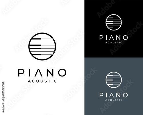 Piano Guitar String Acoustic Classical Music Orchestra Musical Vector Logo Design Illustration