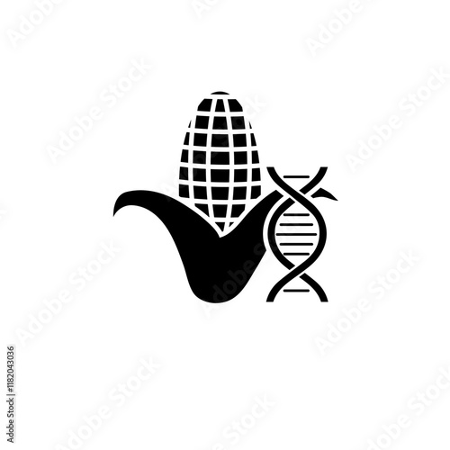 Genetically Modified Organisms Corn Solid Flat Vector Icon Isolated on White Background.