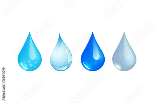 water drop set, Vector blue water drop icon set. Flat droplet logo shapes collection