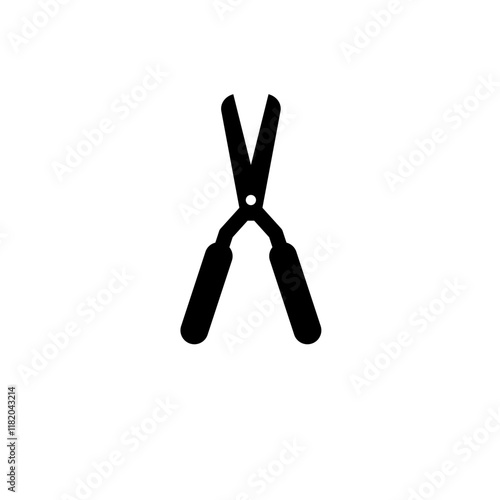 Garden Scissors, Secateurs, Pruner Solid Flat Vector Icon Isolated on White Background.