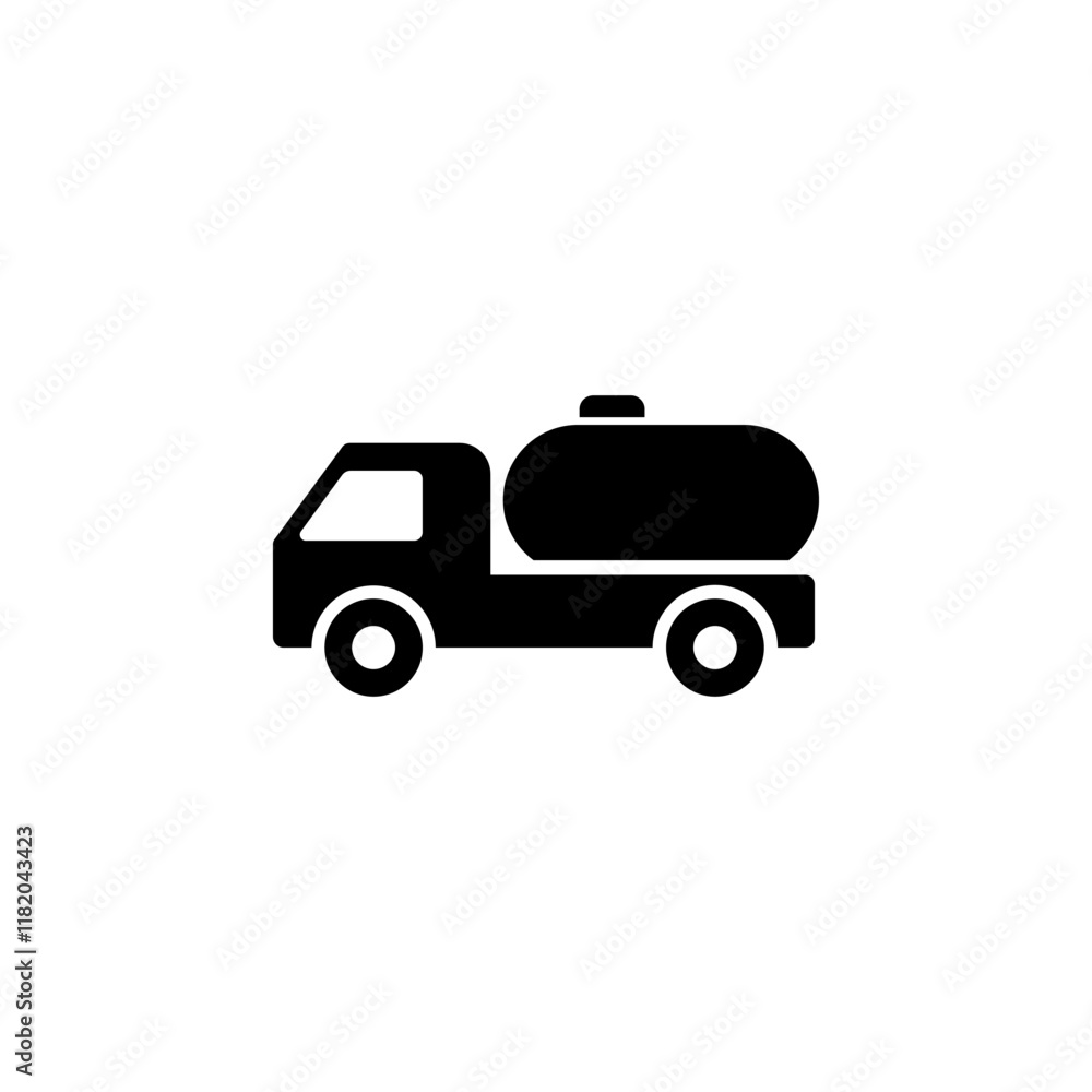 Truck Auto Barrel, Oil Transportation Solid Flat Vector Icon Isolated on White Background. Truck Auto Barrel, Oil Transportation Solid Flat Vector Icon Isolated on White Background.