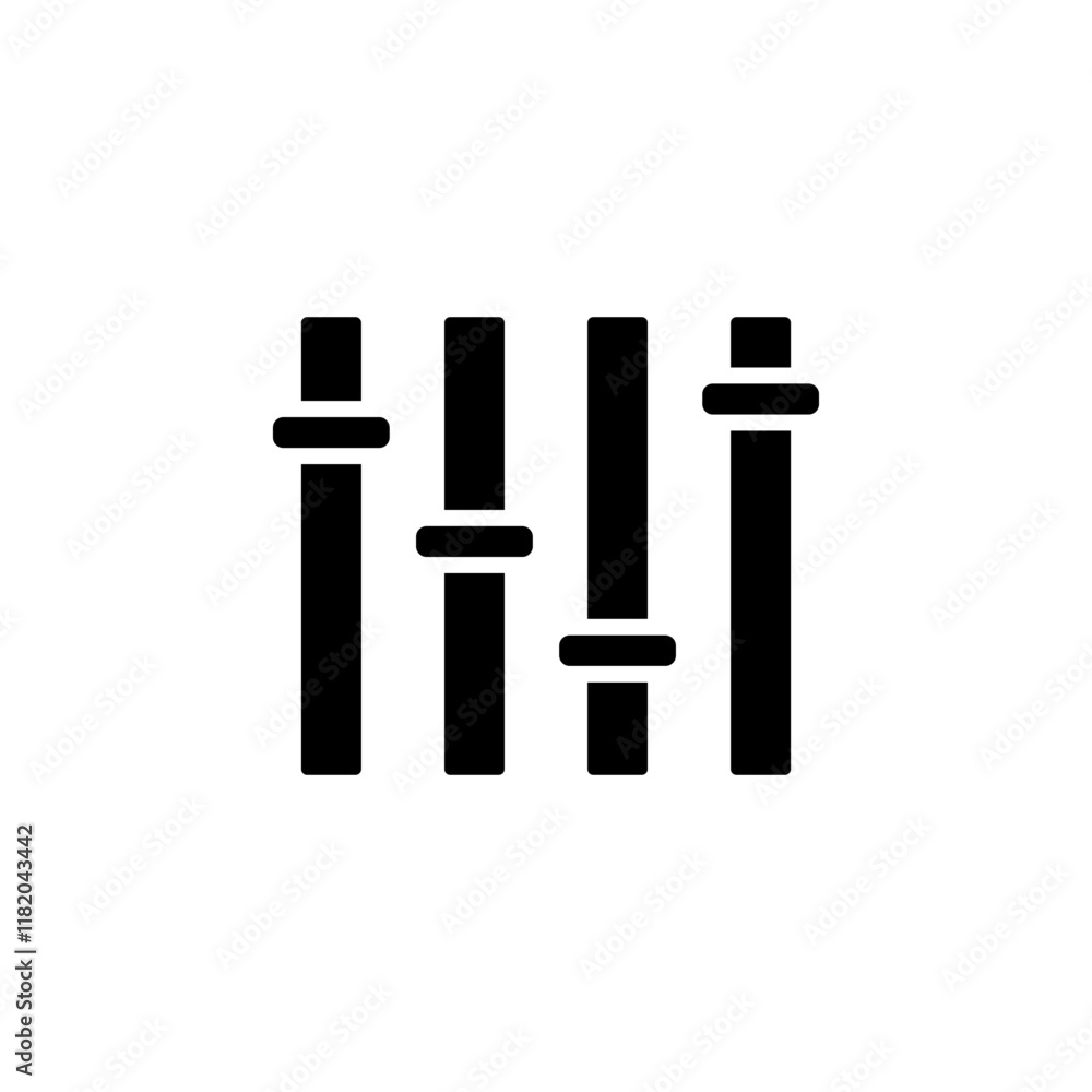 Equalizer, Music Volume Mixer Solid Flat Vector Icon Isolated on White Background. Equalizer, Music Volume Mixer Solid Flat Vector Icon Isolated on White Background.