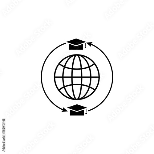 Student Exchange Program, Global Education Solid Flat Vector Icon Isolated on White Background.