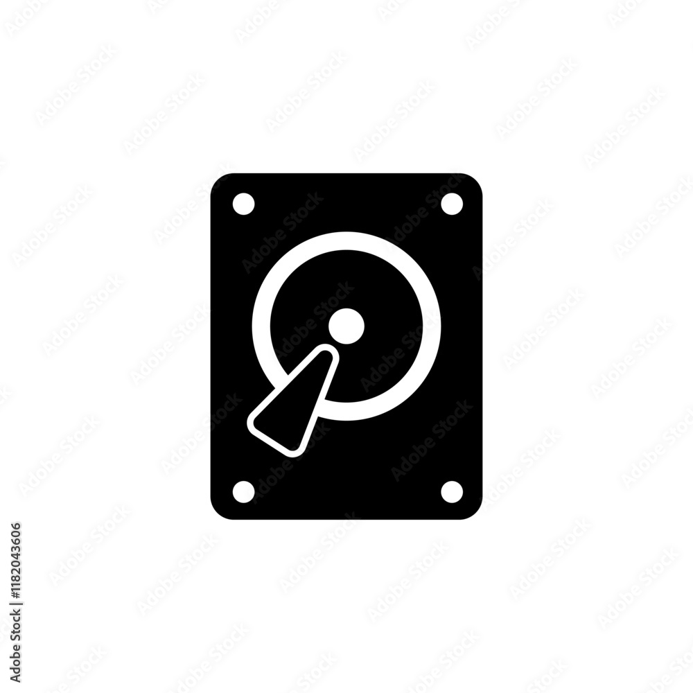 Hard Disk Drive, HDD Storage Solid Flat Vector Icon Isolated on White Background. Hard Disk Drive, HDD Storage Solid Flat Vector Icon Isolated on White Background.