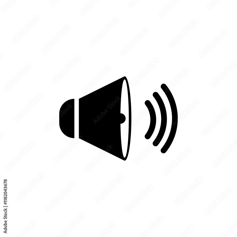 Speaker Volume, Music Sound Loudness Solid Flat Vector Icon Isolated on White Background. Speaker Volume, Music Sound Loudness Solid Flat Vector Icon Isolated on White Background.
