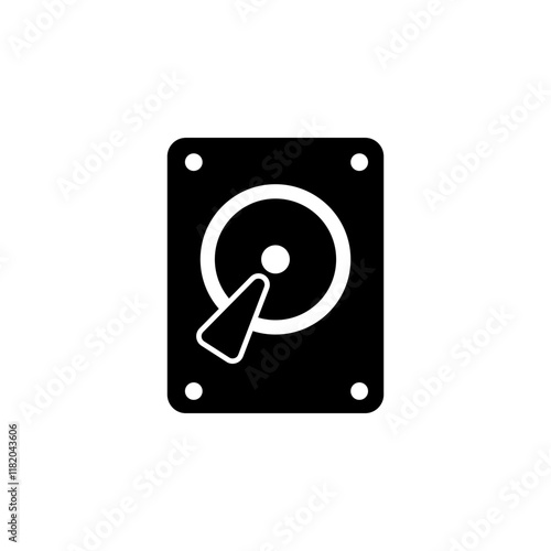 Hard Disk Drive, HDD Storage Solid Flat Vector Icon Isolated on White Background.