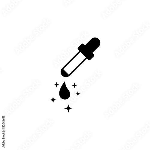 Mixture in Pipette, Magic Drop Solid Flat Vector Icon Isolated on White Background.