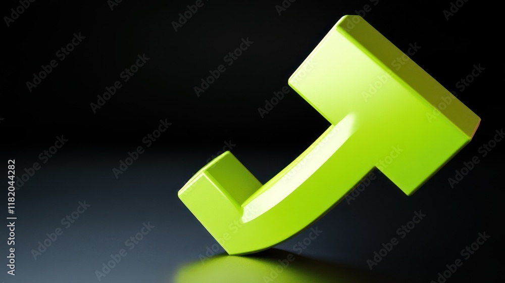 Abstract Lime Green Arrow 3D Render: A Sleek, Modern Design Abstract Lime Green Arrow 3D Render: A Sleek, Modern Design