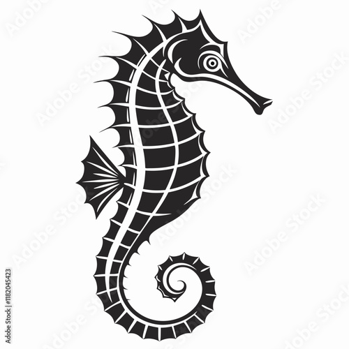 Seahorse vector silhouette black design white background