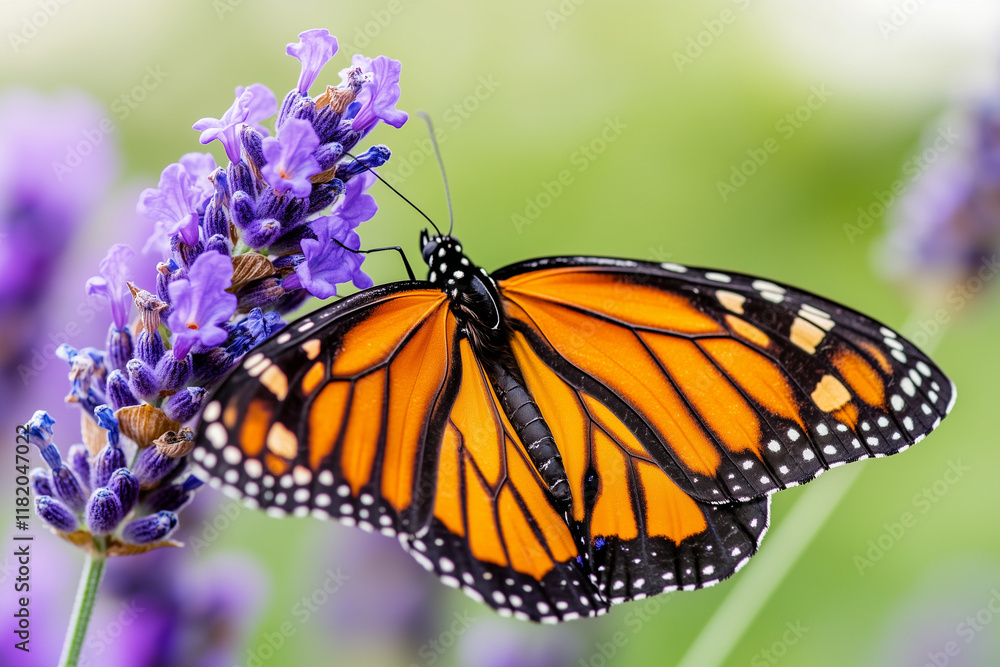 Naklejka premium Lavender. butterfly on lavender flower 