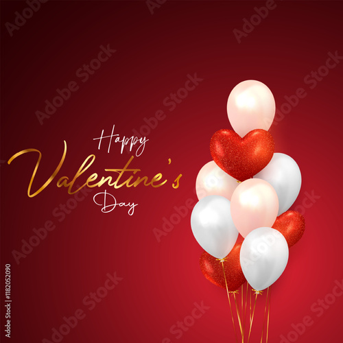 Happy Valentine's day poster design and template with hearts. Happy valentine day photoframe with heart shape. Celebrating valentine's Day on 14 February Valentine's day banner background
