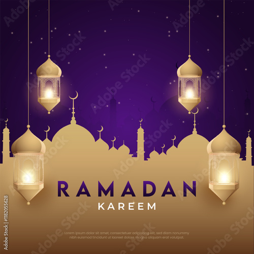 Oriental Greeting Design for Culture or Islamic Theme. Eid Al-Fitr Mubarak, Ramadan Kareem, Islamic Style Greeting Background Collection Set with Arabic Ornaments. 