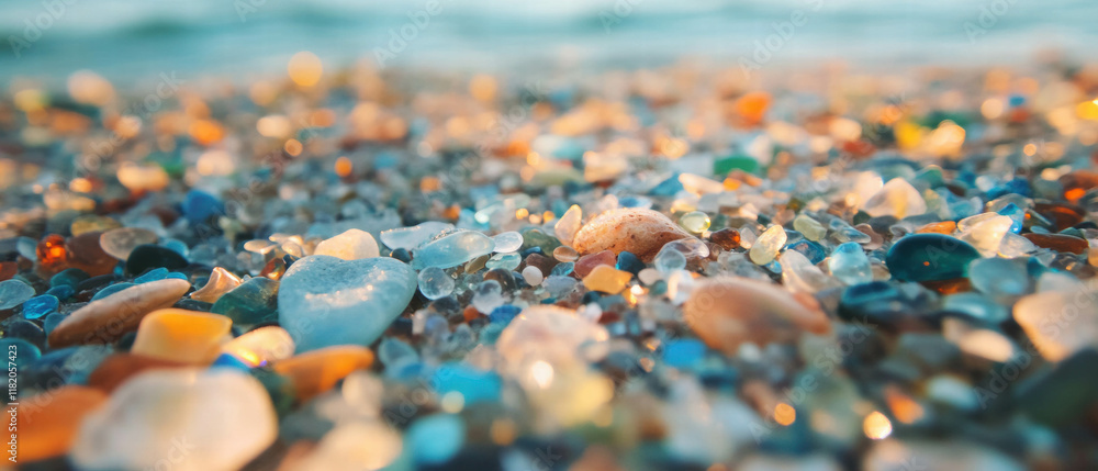 Colorful sea glass beach showcasing nature's artistic treasures along the shore
