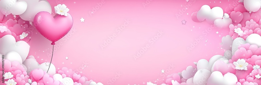 Delicate banner adorned with pink hearts, featuring a boho line drawing, serves as a Valentine's Day poster emphasizing the concept of love, family, self-care, and natural cosmetics. It's a simple Delicate banner adorned with pink hearts, featuring a boho line drawing, serves as a Valentine's Day poster emphasizing the concept of love, family, self-care, and natural cosmetics. It's a simple