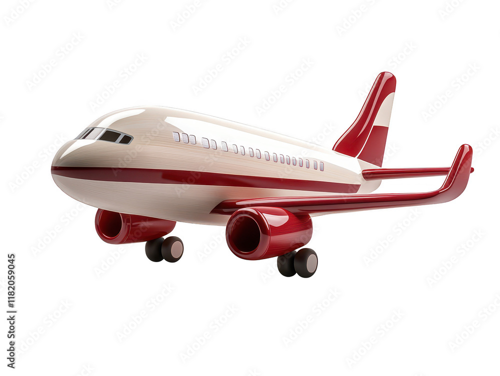 Fototapeta premium Intricate model of a classic red and white airplane, nostalgic aviation display piece