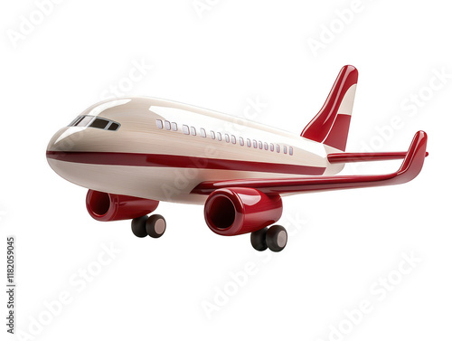 Intricate model of a classic red and white airplane, nostalgic aviation display piece