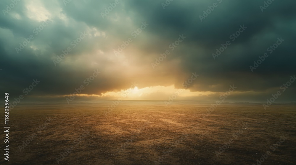 Obraz premium A dramatic seascape featuring dark, ominous storm clouds filling the sky,