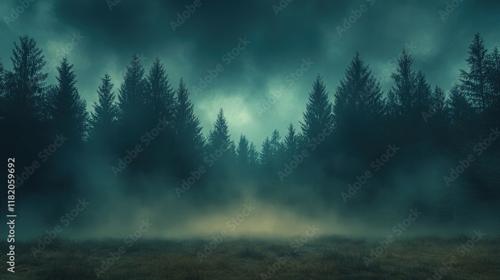 A misty forest scene with tall trees and a mysterious atmosphere. A misty forest scene with tall trees and a mysterious atmosphere.