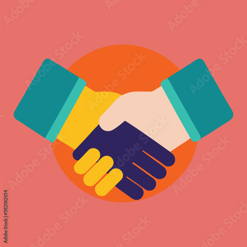 Vector of two hands shaking  flat design vector