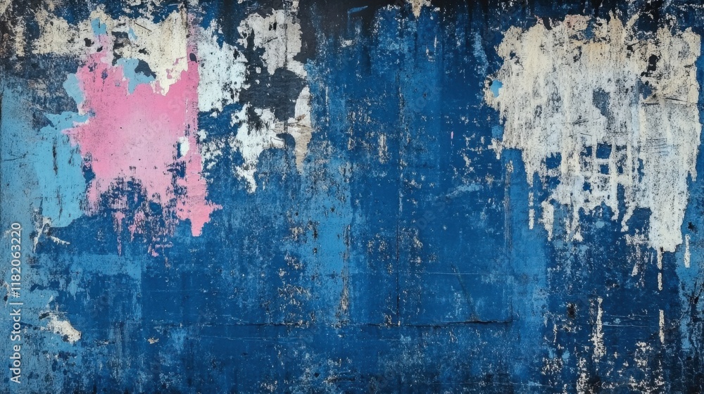 Obraz premium Abstract Blue Wall with Peeling Paint and Texture Variations