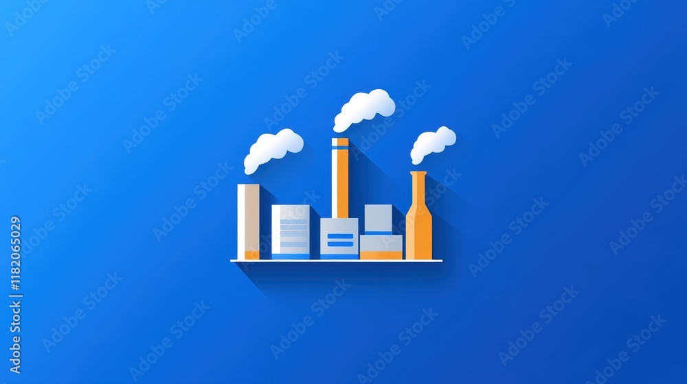 Fototapeta premium Smoke billows from an industrial factory, a glimpse into manufacturing emissions and environmental impact