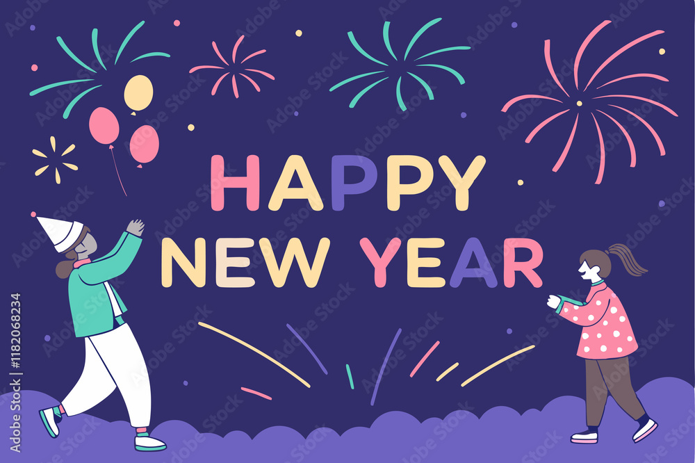 Happy New Year Card Illustration. Happy New Year Card Illustration.