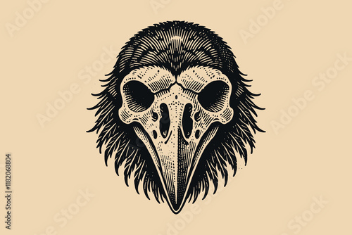 Crow skull. Mystical esoteric, gothic black vector illustration. print, tattoo, emblem, isolated object