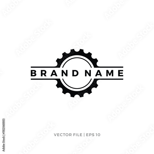 Gear logo design with brand name in the middle
