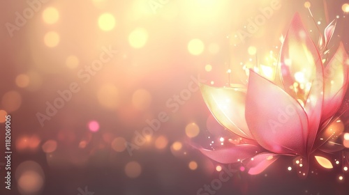 Glowing Pink Lotus Flower in Soft Bokeh Background