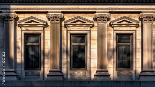 Federal Reserve building facade standing strong and secure, symbolizing economic stability and the central role of financial institutions in modern society.