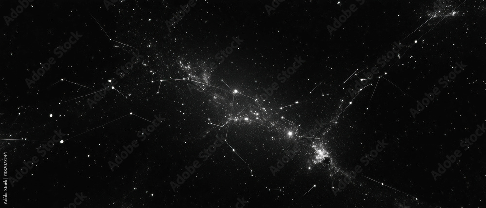 Fototapeta premium Mystical constellations intertwining against a cosmic black background