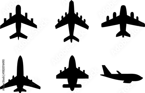 Airplane icon set vector on white background