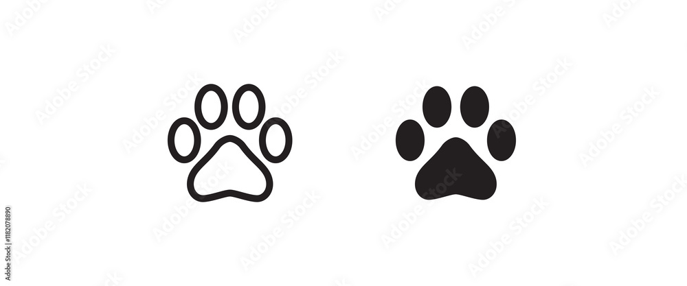 Fototapeta premium paw print icon, Cat pawprint. Animal tracks logo. Animal footprint icons button, vector, sign, symbol, logo, illustration, editable stroke, flat design style isolated on white linear pictogram